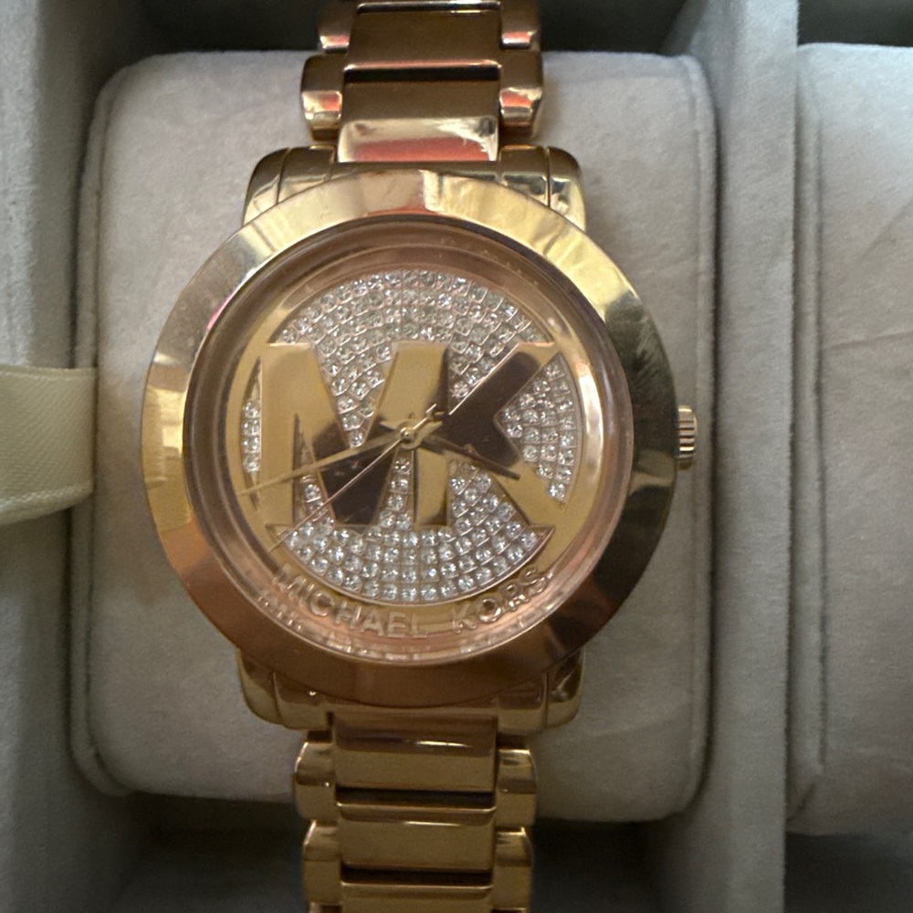 Michael Kors Gold-Tone Watch with Crystal Dial